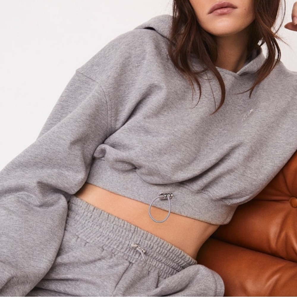 For Love & Lemons Gray Josie Crop Sweatshirt Small